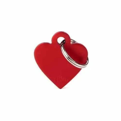 MF TAGS SMALL HEART ALUMINUM RED