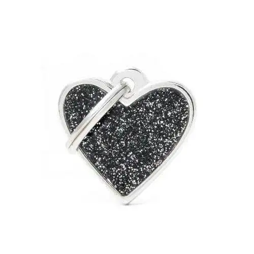 MF TAGS SMALL HEART GLITTER BLACK